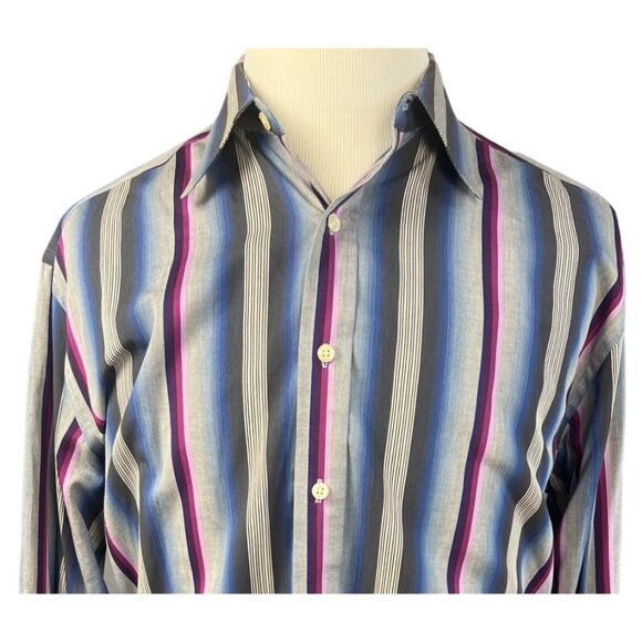 Robert Graham London Vertical Striped Dress Shirt Size XL - Picture 2 of 11